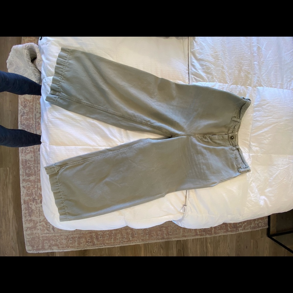 Free People wide leg cropped canvas pant (army green)